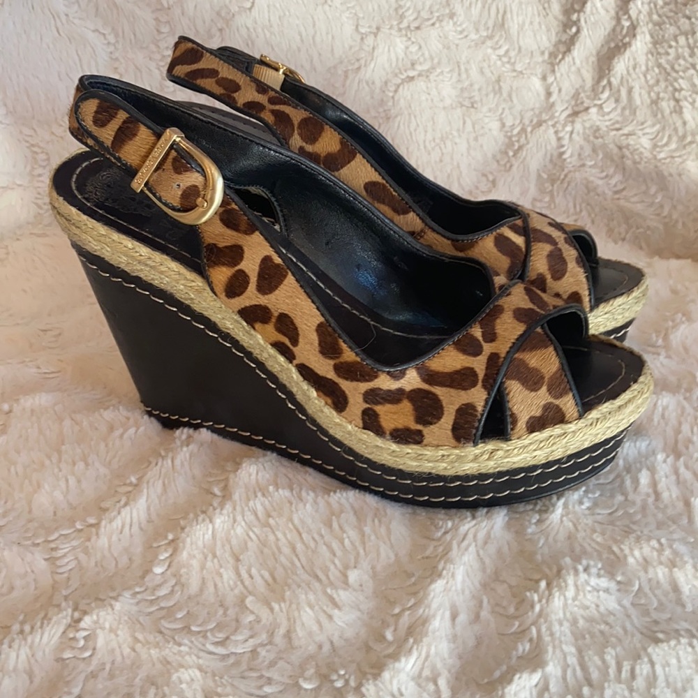 Leopard wedge sandals